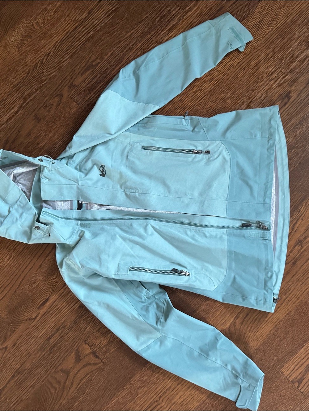 REI Light Aqua Waterproof Ski Jacket with Hood